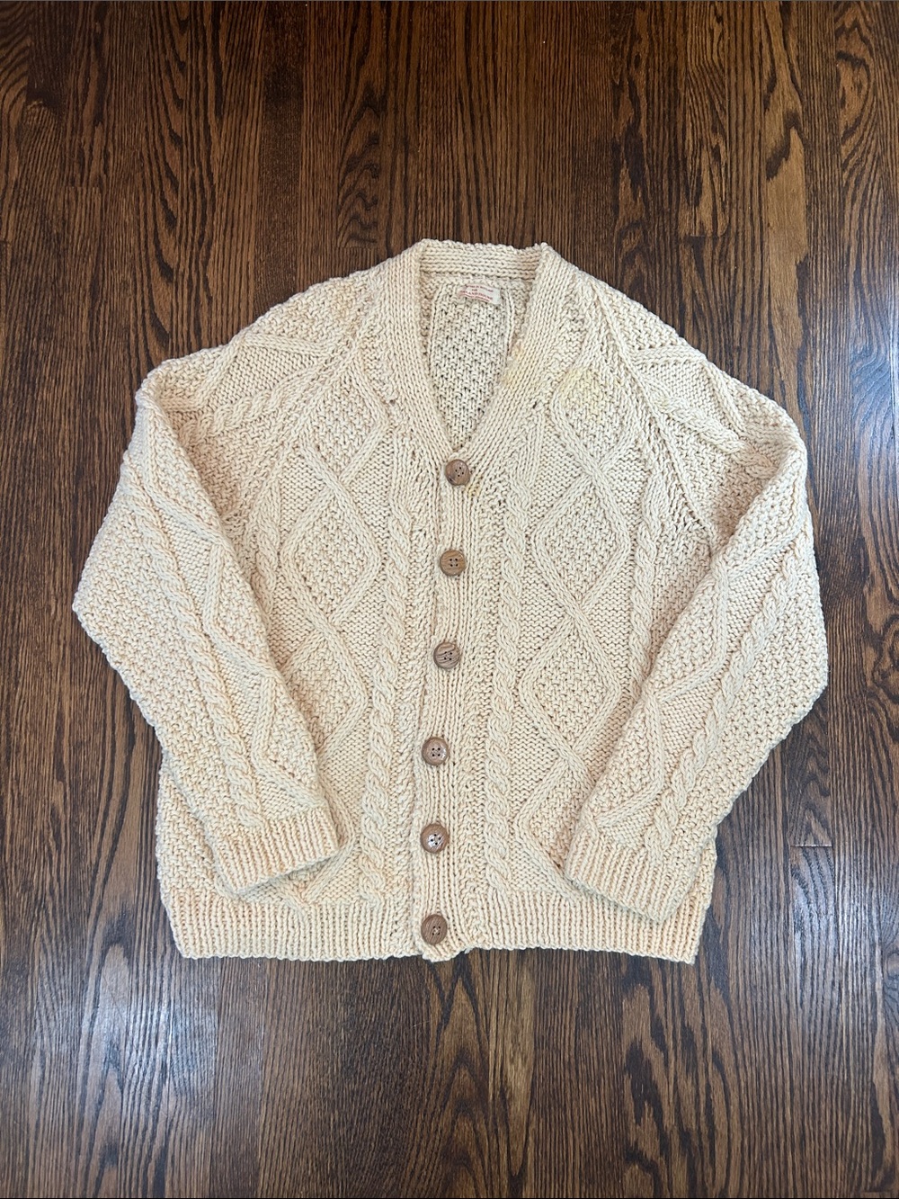 Vintage Hand Knit Aran Fishermans Sweater Made in Scotland